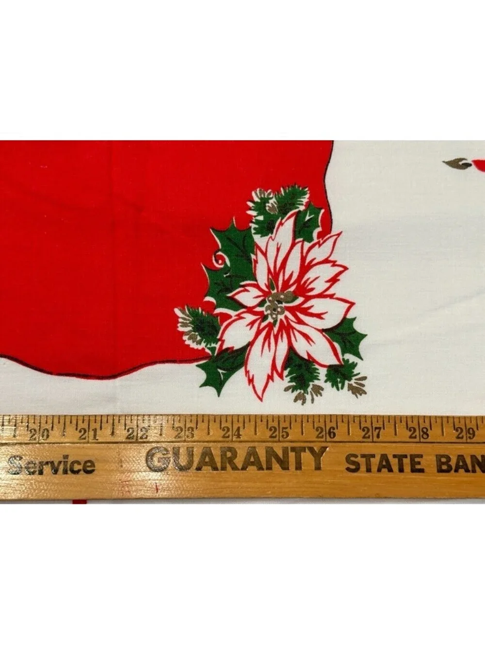 Christmas Holly Candle Poinsettia Holly Tablecloth White Red Rectangle